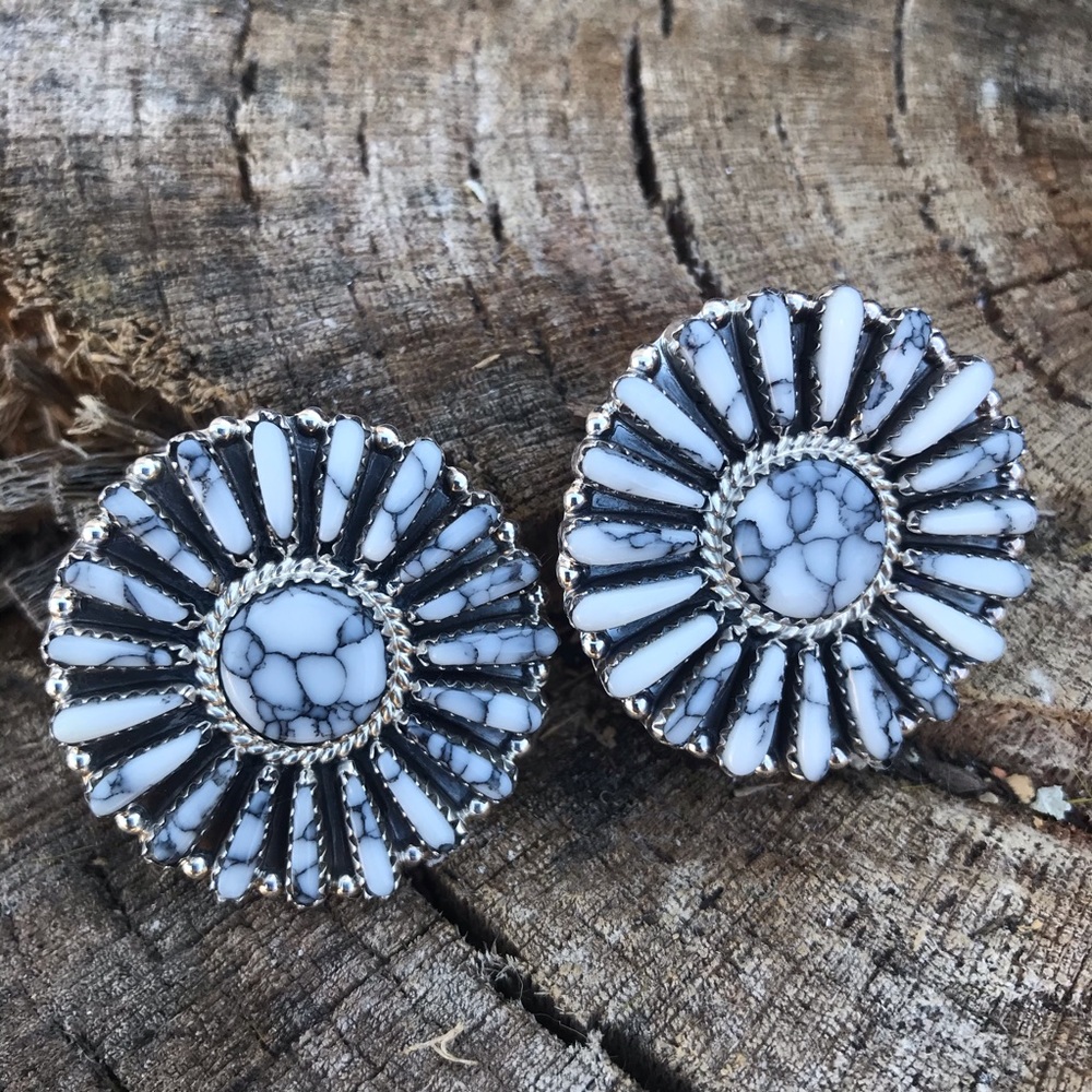 Sterling White Buffalo Turquoise Post Earrings